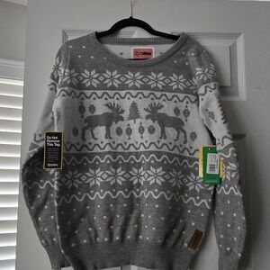 Tipsy Elves Gray Moose Crewneck Sweater